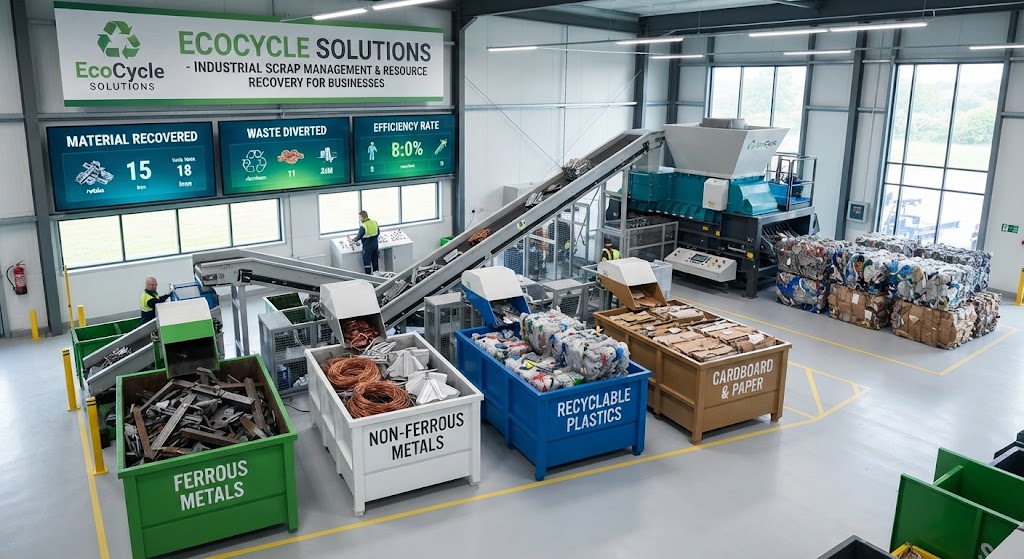 Industrial scrap management and resource recovery for businesses